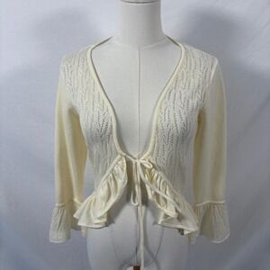 My Michelle cream cardigan tie front size medium y2k dainty coquette fairy